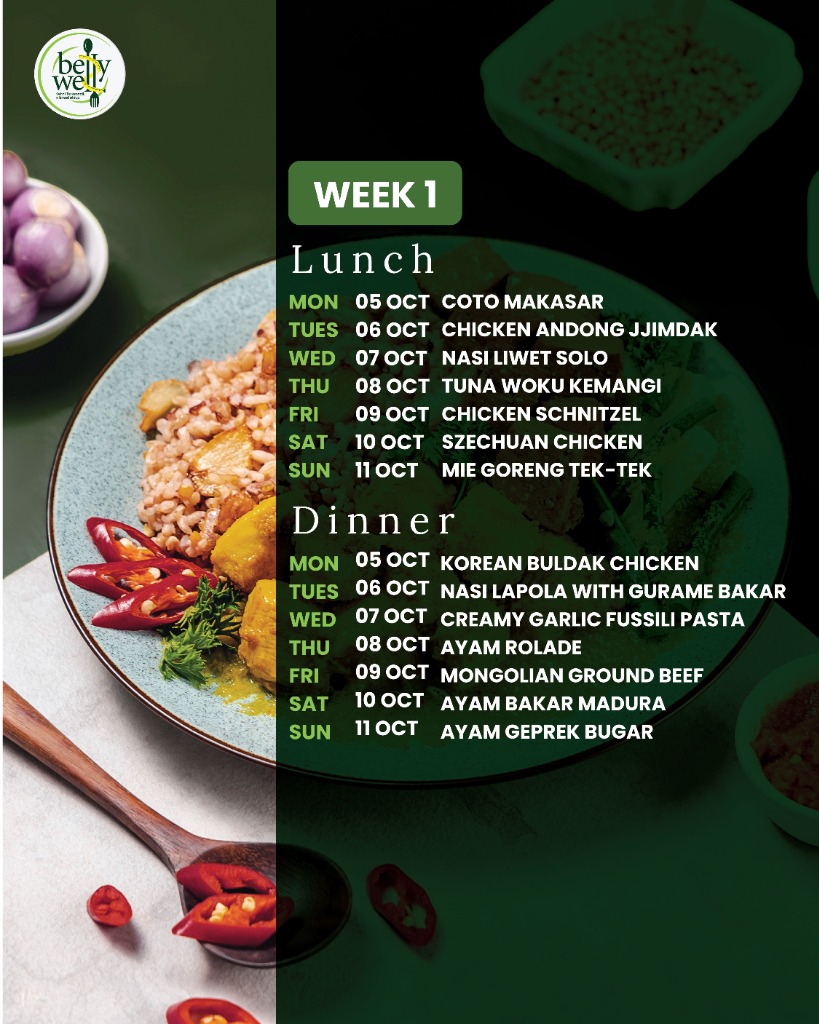 Jadwal Menu Week 1 Bellywell