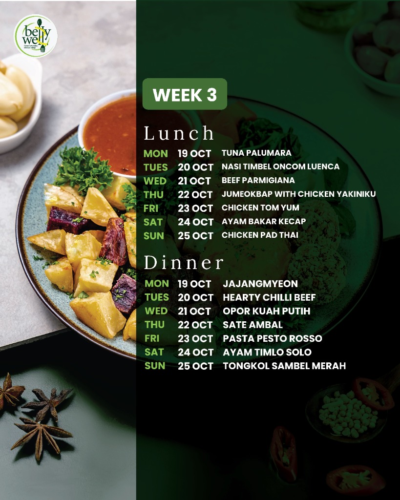 Jadwal Menu Week 3 Bellywell